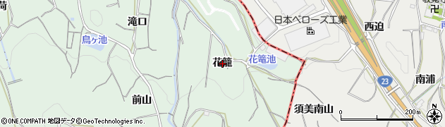 愛知県西尾市平原町（花籠）周辺の地図