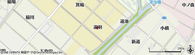 愛知県西尾市新在家町（追羽）周辺の地図