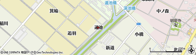 愛知県西尾市深池町（道池）周辺の地図