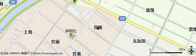 愛知県西尾市花蔵寺町（宮後）周辺の地図