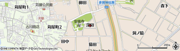 愛知県常滑市苅屋（深田）周辺の地図