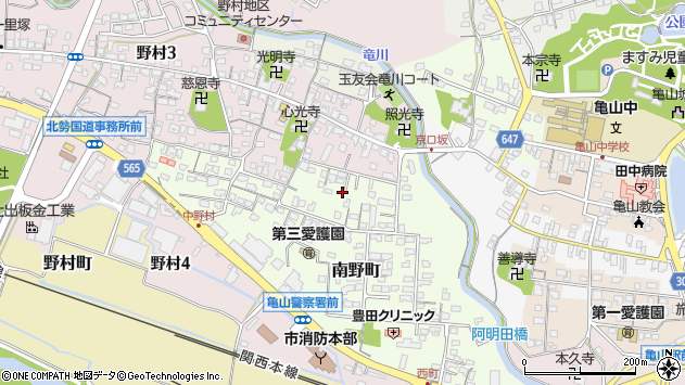 〒519-0156 三重県亀山市南野町の地図
