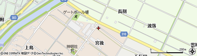 愛知県西尾市花蔵寺町宮後15周辺の地図