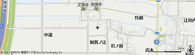 京都府八幡市岩田（加賀ノ辻）周辺の地図