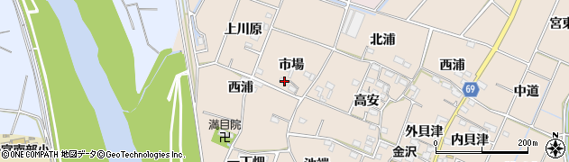愛知県豊川市金沢町（市場）周辺の地図