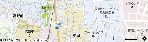 愛知県知多郡武豊町小迎周辺の地図