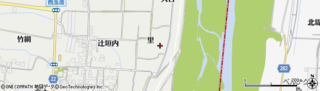 京都府八幡市岩田里周辺の地図