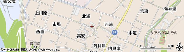 愛知県豊川市金沢町北浦周辺の地図