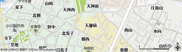愛知県西尾市富山町天神前周辺の地図