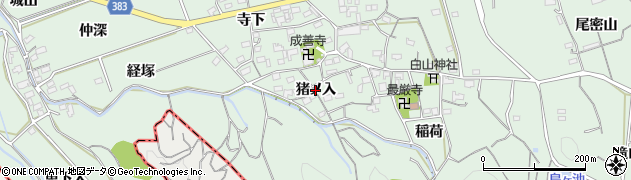 愛知県西尾市平原町（猪ノ入）周辺の地図