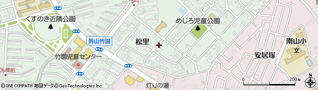 京都府八幡市男山松里周辺の地図