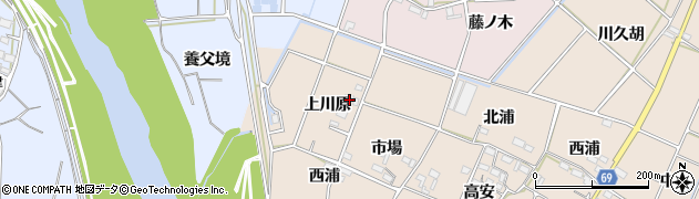 愛知県豊川市金沢町（上川原）周辺の地図