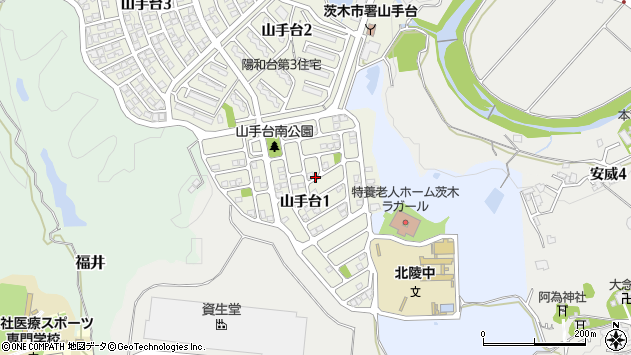 〒567-0009 大阪府茨木市山手台の地図