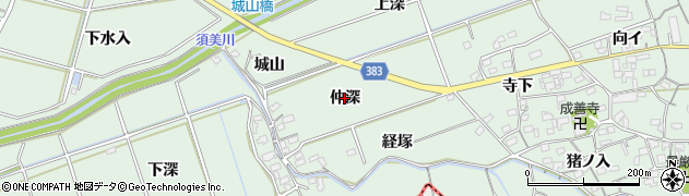 愛知県西尾市平原町（仲深）周辺の地図