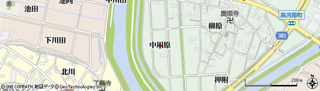 愛知県西尾市高河原町（中川原）周辺の地図