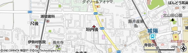京都府城陽市寺田垣内後周辺の地図