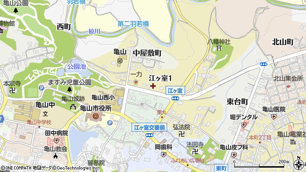 〒519-0121 三重県亀山市江ケ室の地図
