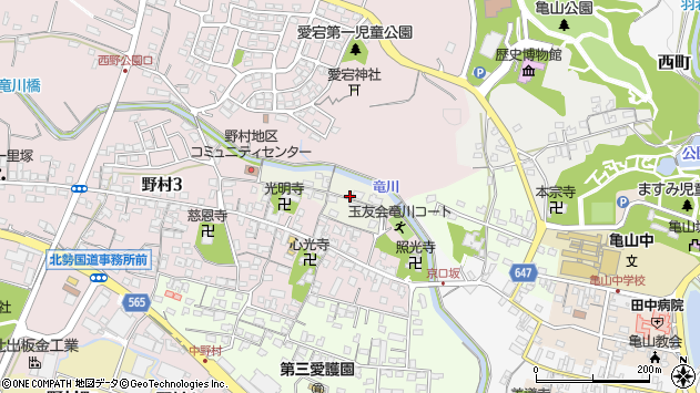 〒519-0157 三重県亀山市北野町の地図