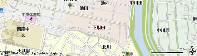 愛知県西尾市寄近町（下川田）周辺の地図