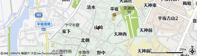 愛知県西尾市楠村町（山崎）周辺の地図