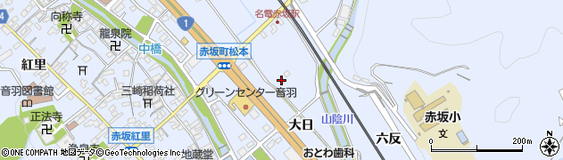 愛知県豊川市赤坂町大日周辺の地図