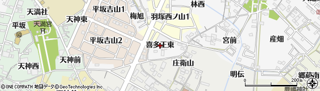 愛知県西尾市羽塚町（喜多王東）周辺の地図