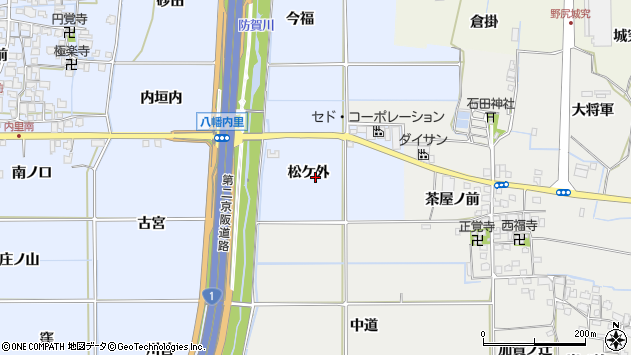 〒614-8243 京都府八幡市内里松ケ外の地図