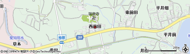 愛知県常滑市檜原（西前田）周辺の地図