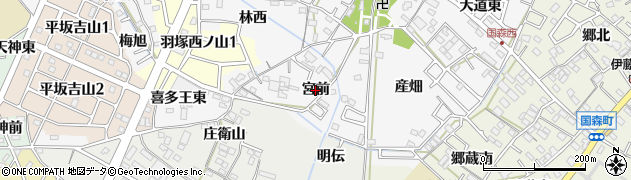 愛知県西尾市羽塚町（宮前）周辺の地図