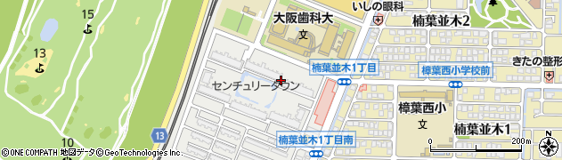 大阪府枚方市楠葉花園町周辺の地図
