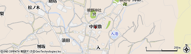 愛知県蒲郡市坂本町（中屋敷）周辺の地図