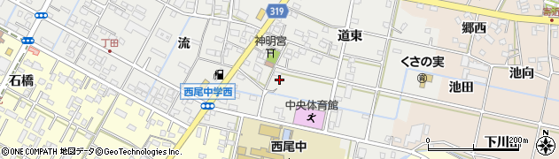 愛知県西尾市丁田町（前通）周辺の地図