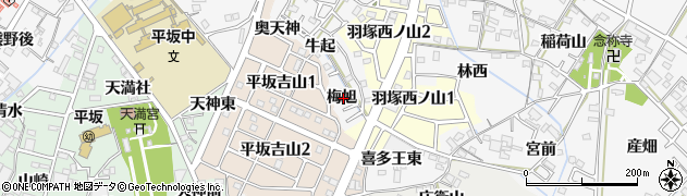 愛知県西尾市平坂町（梅旭）周辺の地図