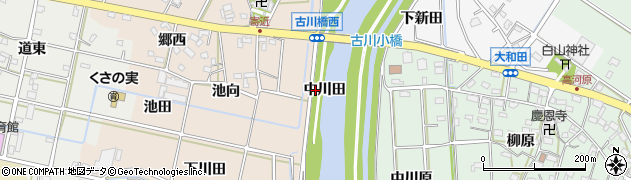 愛知県西尾市寄近町（中川田）周辺の地図