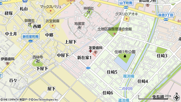 〒445-0878 愛知県西尾市新在家の地図