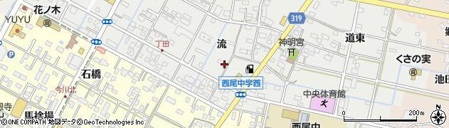 愛知県西尾市丁田町流58周辺の地図