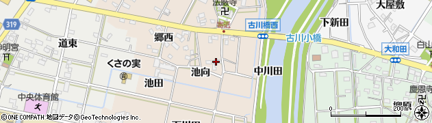 愛知県西尾市寄近町（池向）周辺の地図