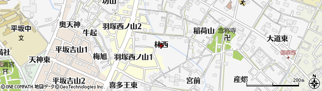 愛知県西尾市羽塚町（林西）周辺の地図