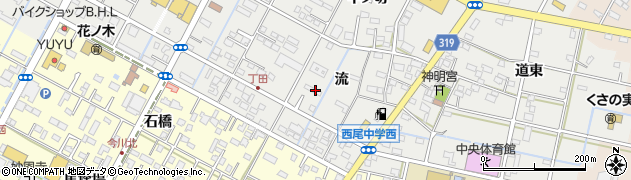 愛知県西尾市丁田町（流）周辺の地図