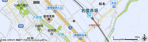 愛知県豊川市赤坂町松本周辺の地図