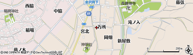 愛知県豊川市金沢町（万所）周辺の地図