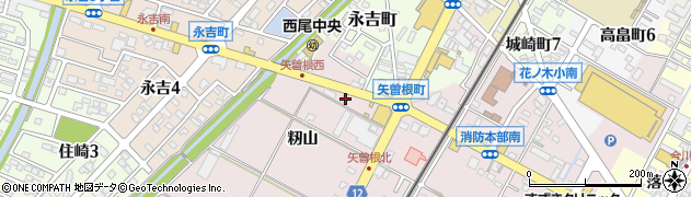 愛知県西尾市矢曽根町（籾山）周辺の地図