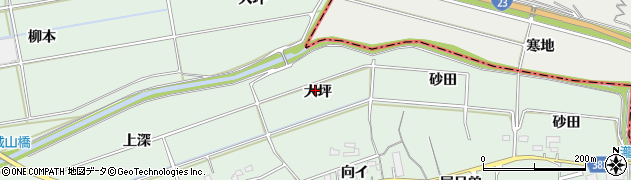 愛知県西尾市平原町（大坪）周辺の地図