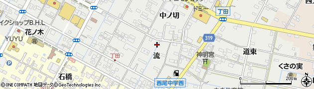 愛知県西尾市丁田町流36周辺の地図