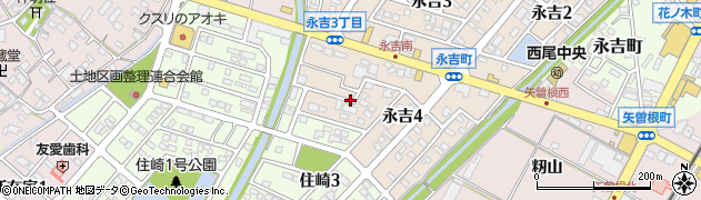愛知県西尾市永吉4丁目周辺の地図