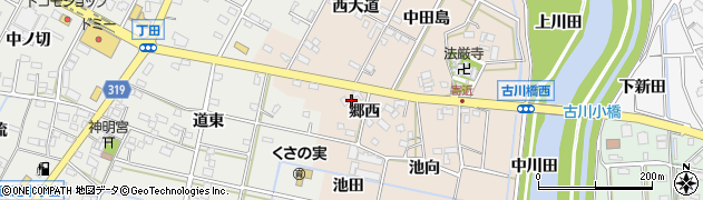 愛知県西尾市寄近町（郷西）周辺の地図