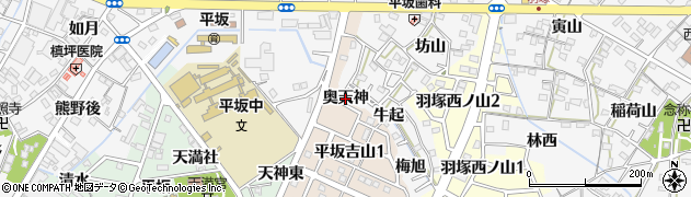 愛知県西尾市平坂町（奥天神）周辺の地図