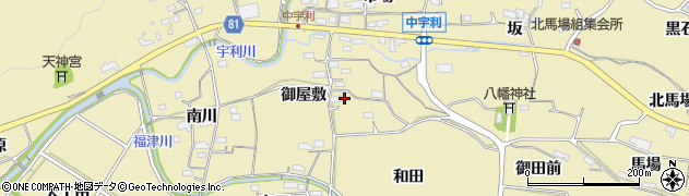 愛知県新城市中宇利（御屋敷）周辺の地図