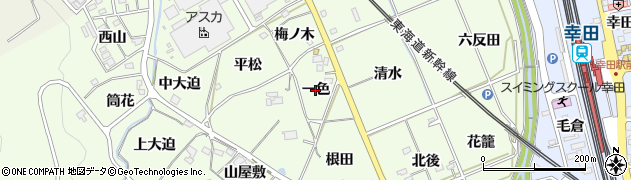 愛知県幸田町（額田郡）六栗（一色）周辺の地図