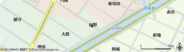 愛知県西尾市高河原町（向野）周辺の地図